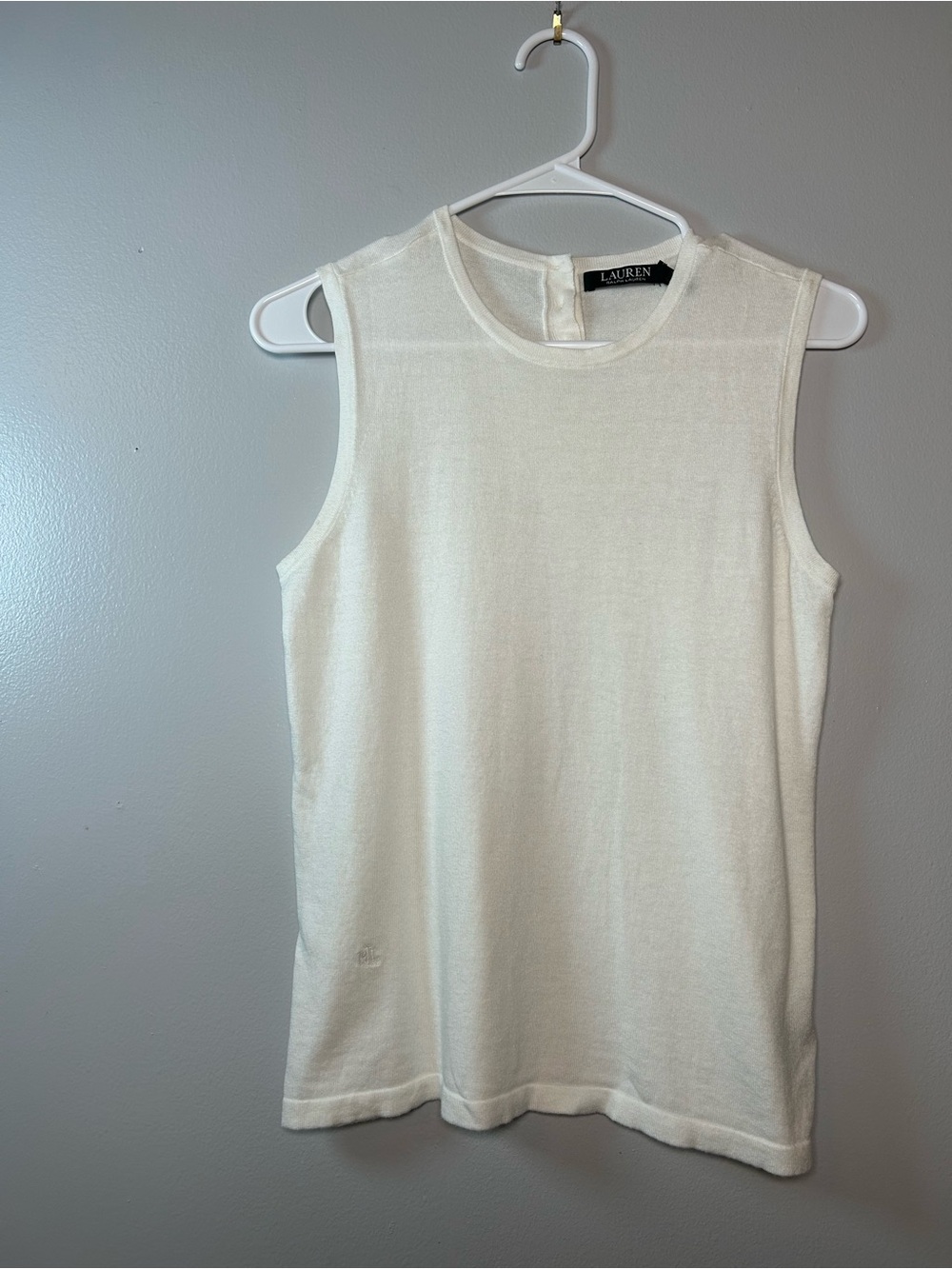 Women's Lauren Ralph Lauren White Sleeveless Top Size S Coastal Preppy Soft